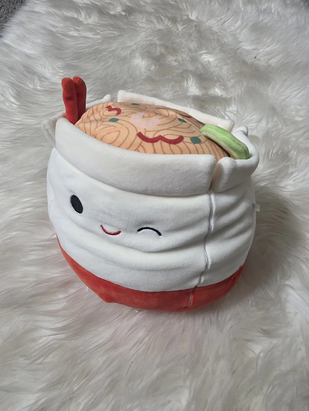 Kawaii Ramen Bowl Plush - White, Red, Peach, Green